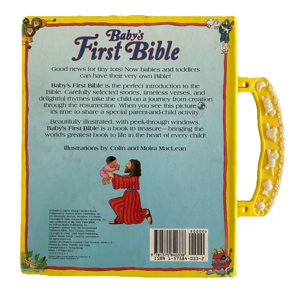 Baby's First‎ Bible Catholic Board Book Peek Trough Windows Carry Handle Vintage